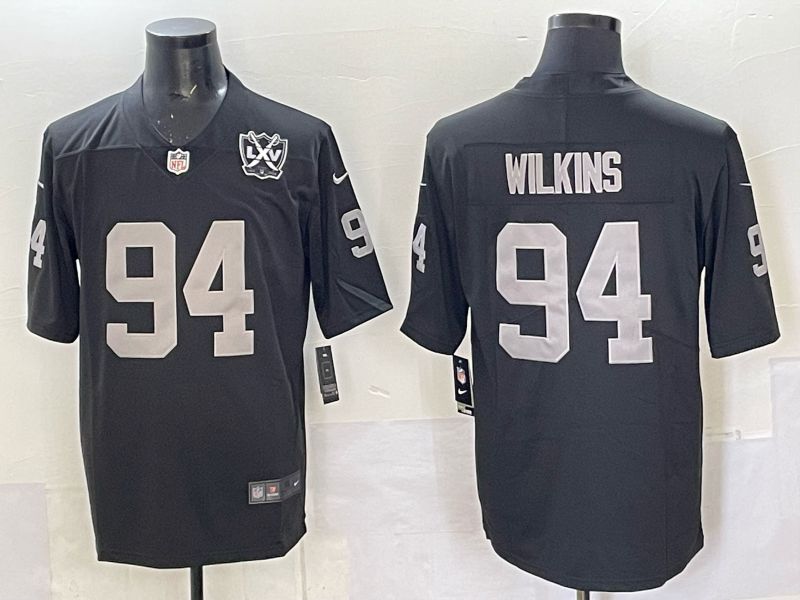 Men 2025 Nike Oakland Raiders #94 Wilkins black Limited NFL Jersey style 03